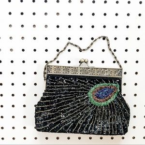 peacock clutch Art Deco purse dress up flapper
